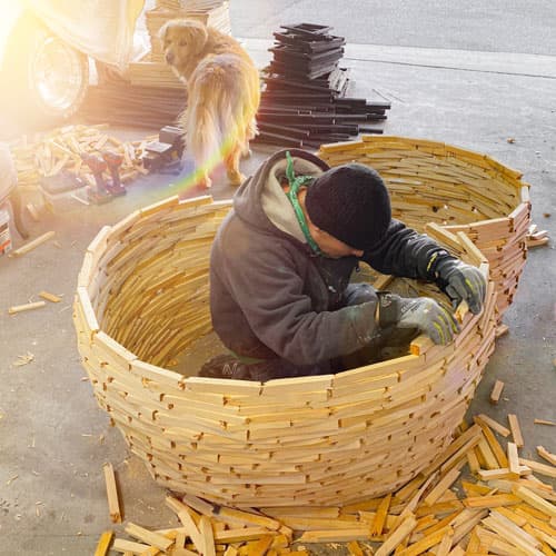 Sculpture wood process art