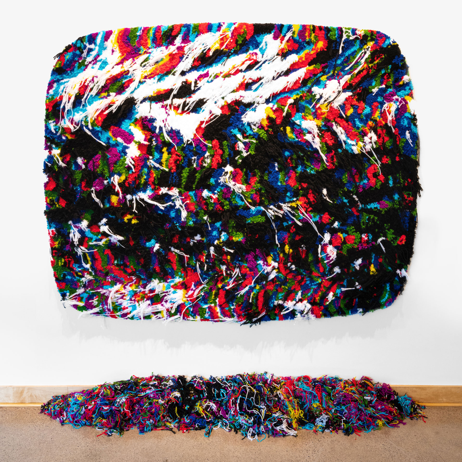 Scottie Burgess installation fiber art abstract sculpture tuft analog television