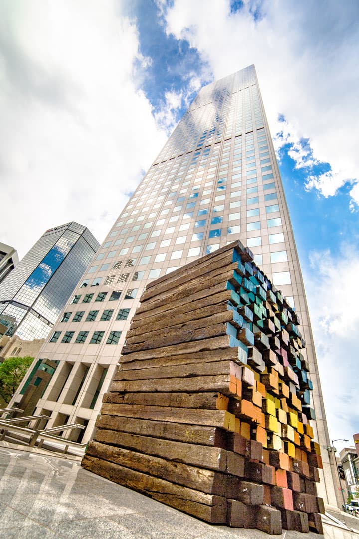 Scottie Burgess Railroad ties sustainable sculpture public art
